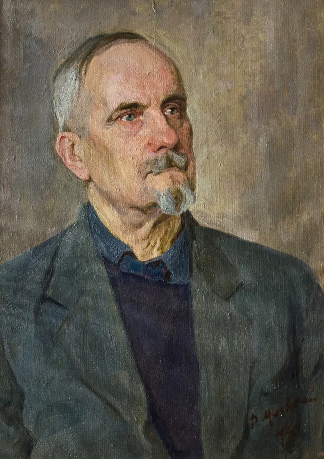 «Портрет Белугина А.А. – участника трех войн», Маевский Дмитрий Иванович, художник, купить картину, купить, работу, живопись, аукцион, галерея ОПХ, портрет, соцреализм, бидспирит, Bidspirit