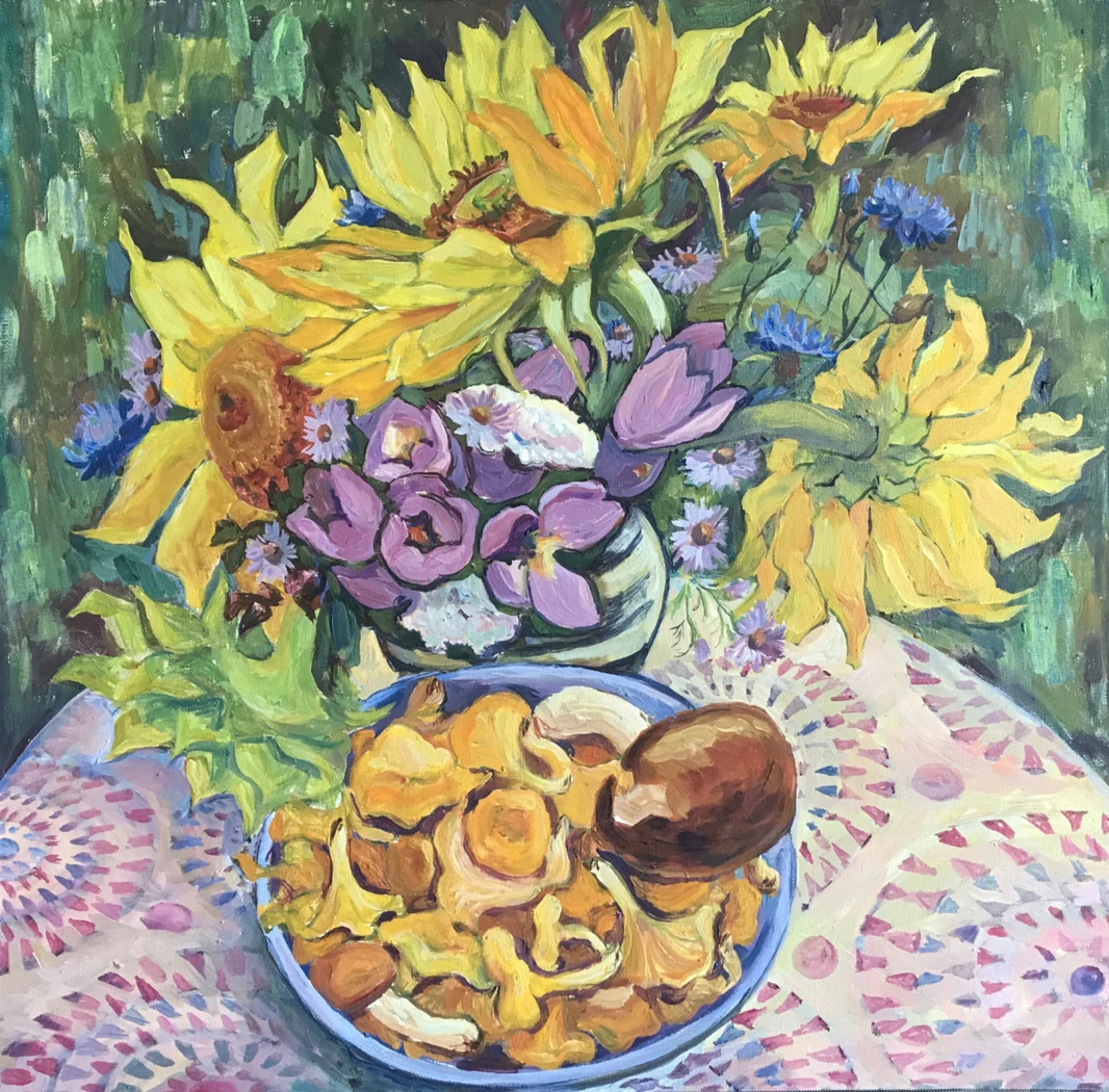 «Подсолнухи и лисички»,В.Егошина