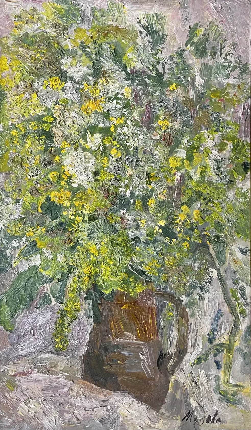 «Зеленый букет», Милова Лидия Александровна, художник, купить картину, купить, работы, аукцион, живопись, галерея ОПХ, Bidspirit, бидспирит, магазин, выставка