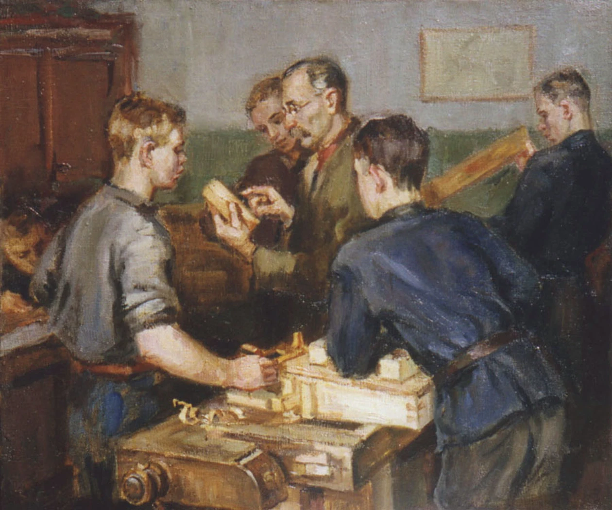 «В школьной мастерской», 1955, Чекалов В.Ф.