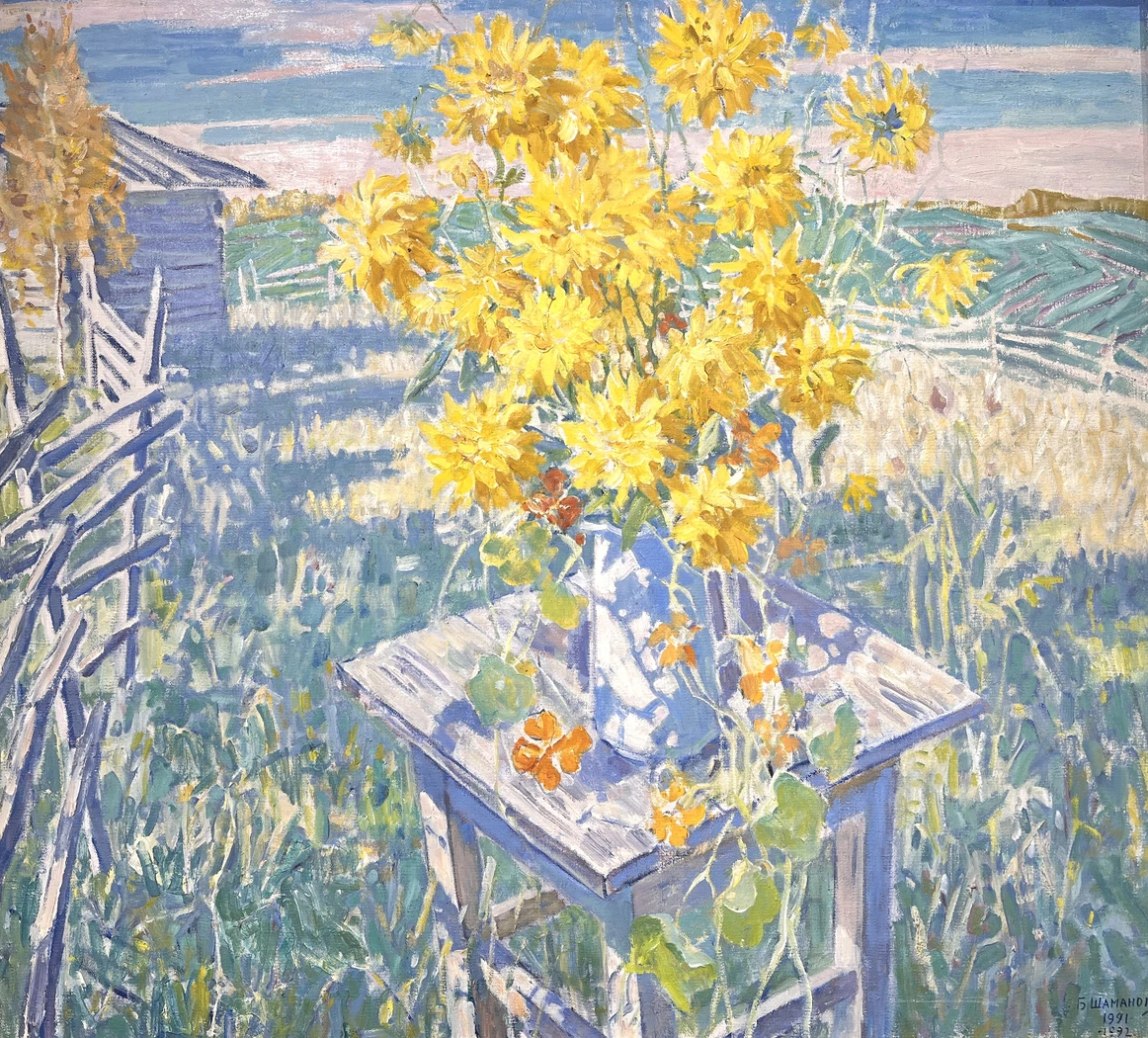 «Осень. Голубые тени», Шаманов Б.И., картина, живопись