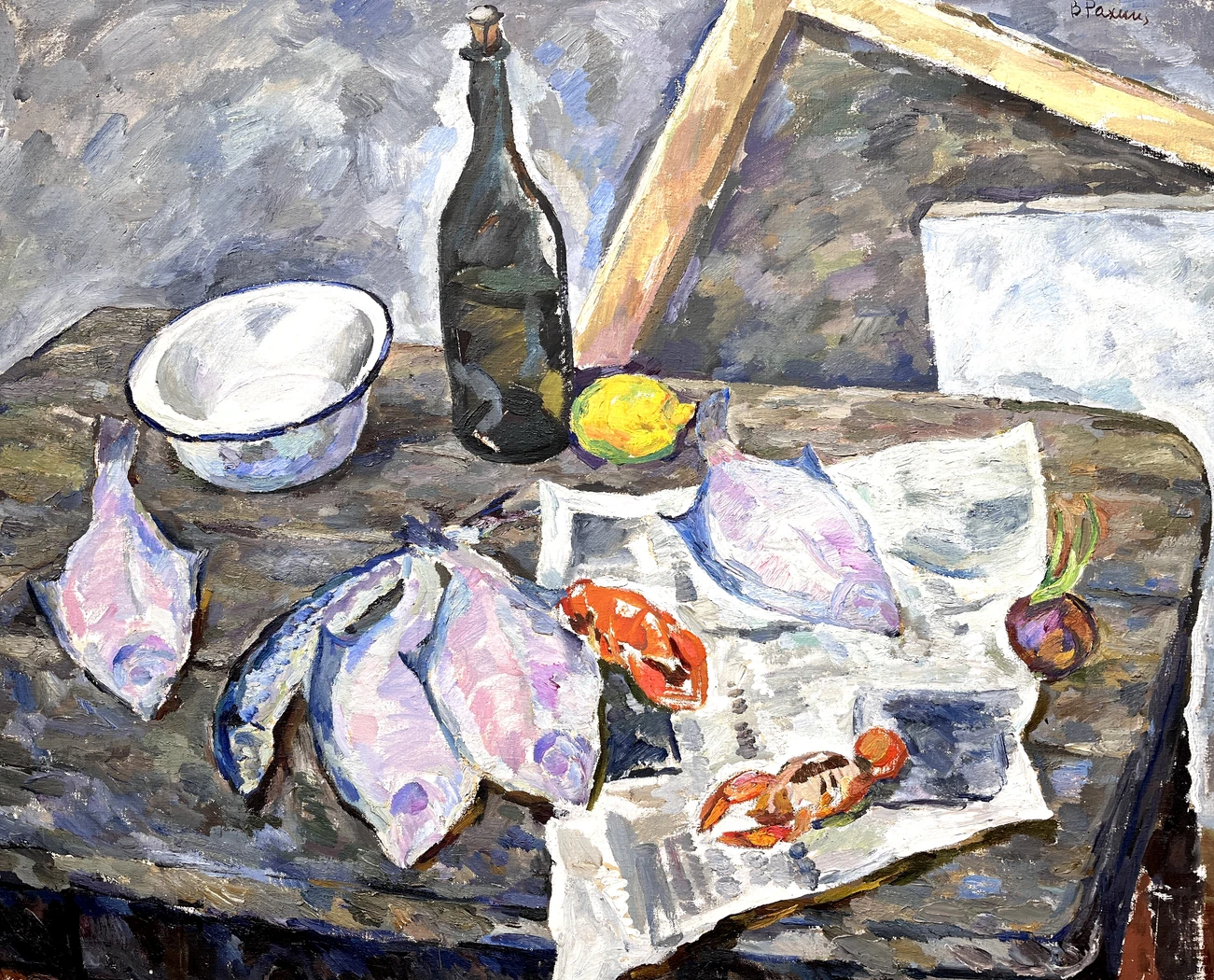 «Натюрморт с камбалой»,Рахина В.И., картина, живопись