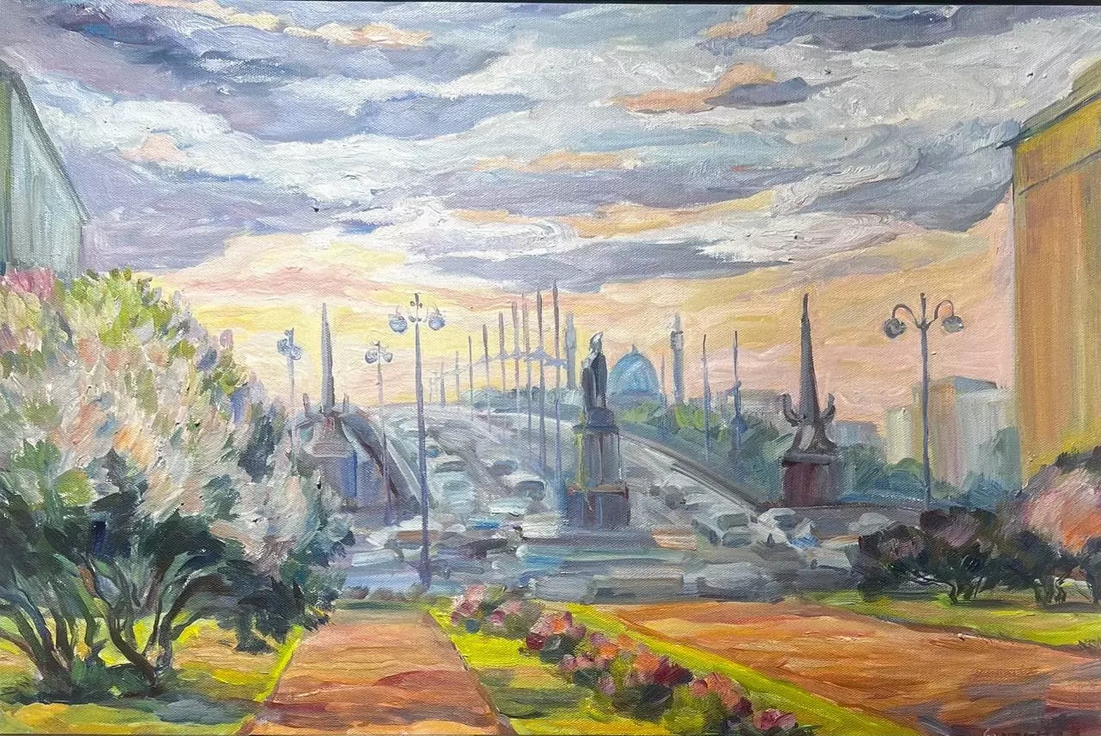 «Вид на Троицкий мост. Сирень», Егошина Вера Алексеевна, художник, купить картину