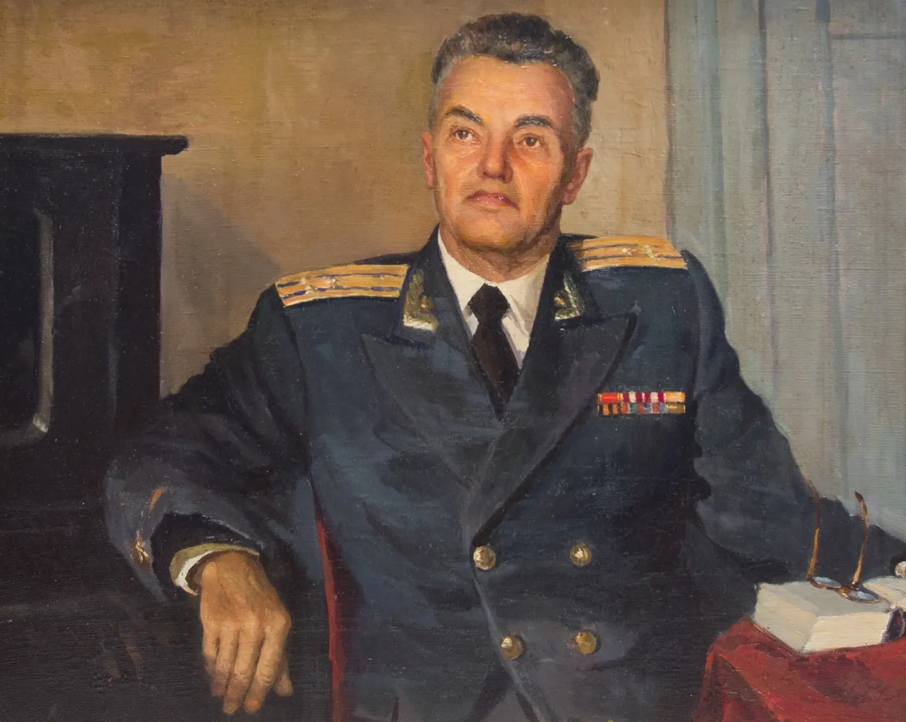 «Портрет полковника Мусаева Александра Дмитриевича», Мастерская Орешникова В.М., художник, купить картину, купить, работу, живопись, аукцион, галерея ОПХ, портрет, соцреализм, бидспирит, Bidspirit