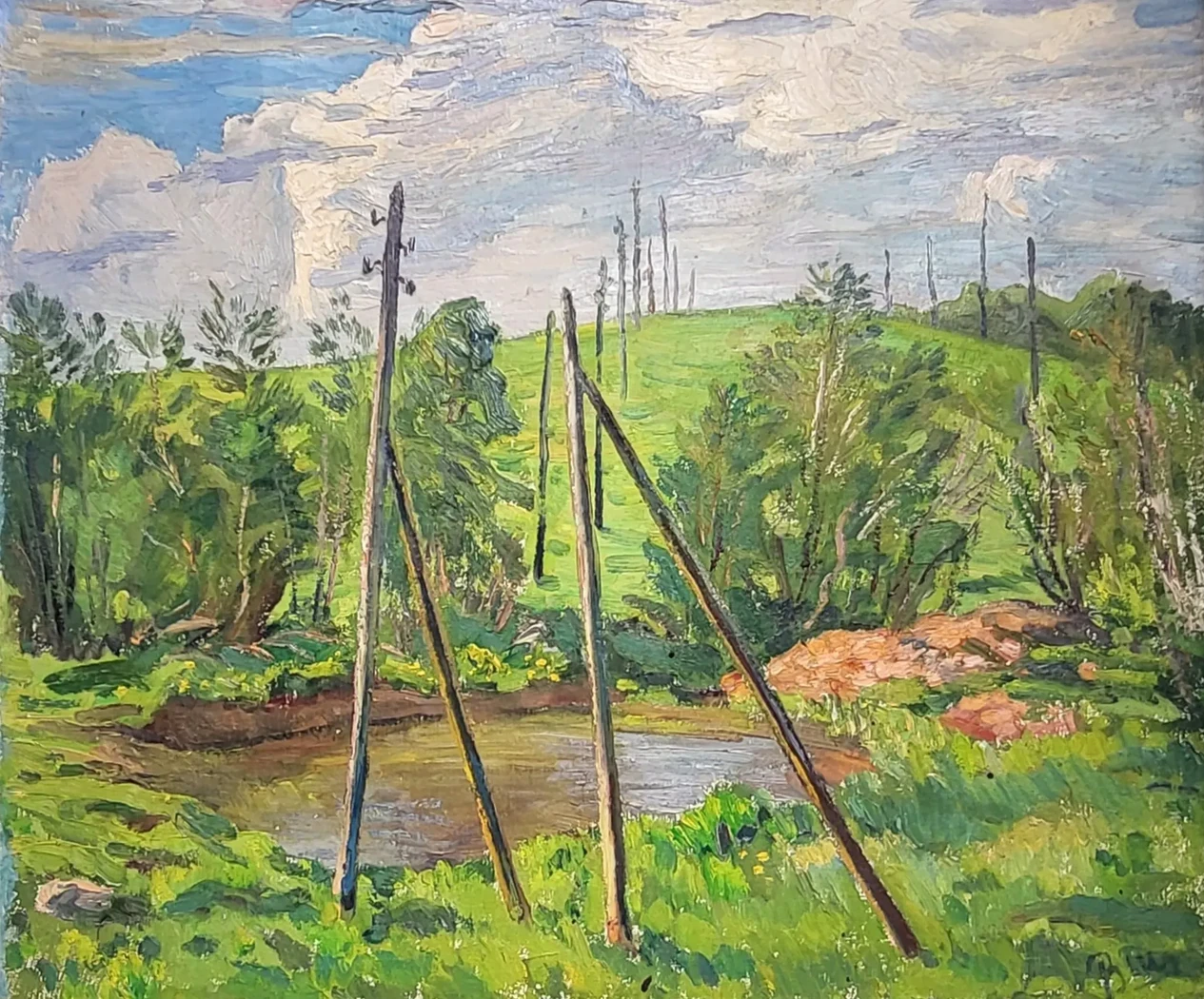 «Столбы», Шаранович Виктор Петрович, художник, купить картину, купить, работы, аукцион, живопись, галерея ОПХ, Bidspirit, бидспирит, магазин