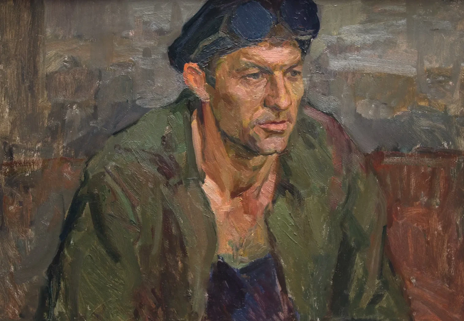 «Портрет сталевара», Зачиняев Василий Никитович, художник, купить картину, купить, работу, живопись, аукцион, галерея ОПХ, портрет, соцреализм, бидспирит, Bidspirit