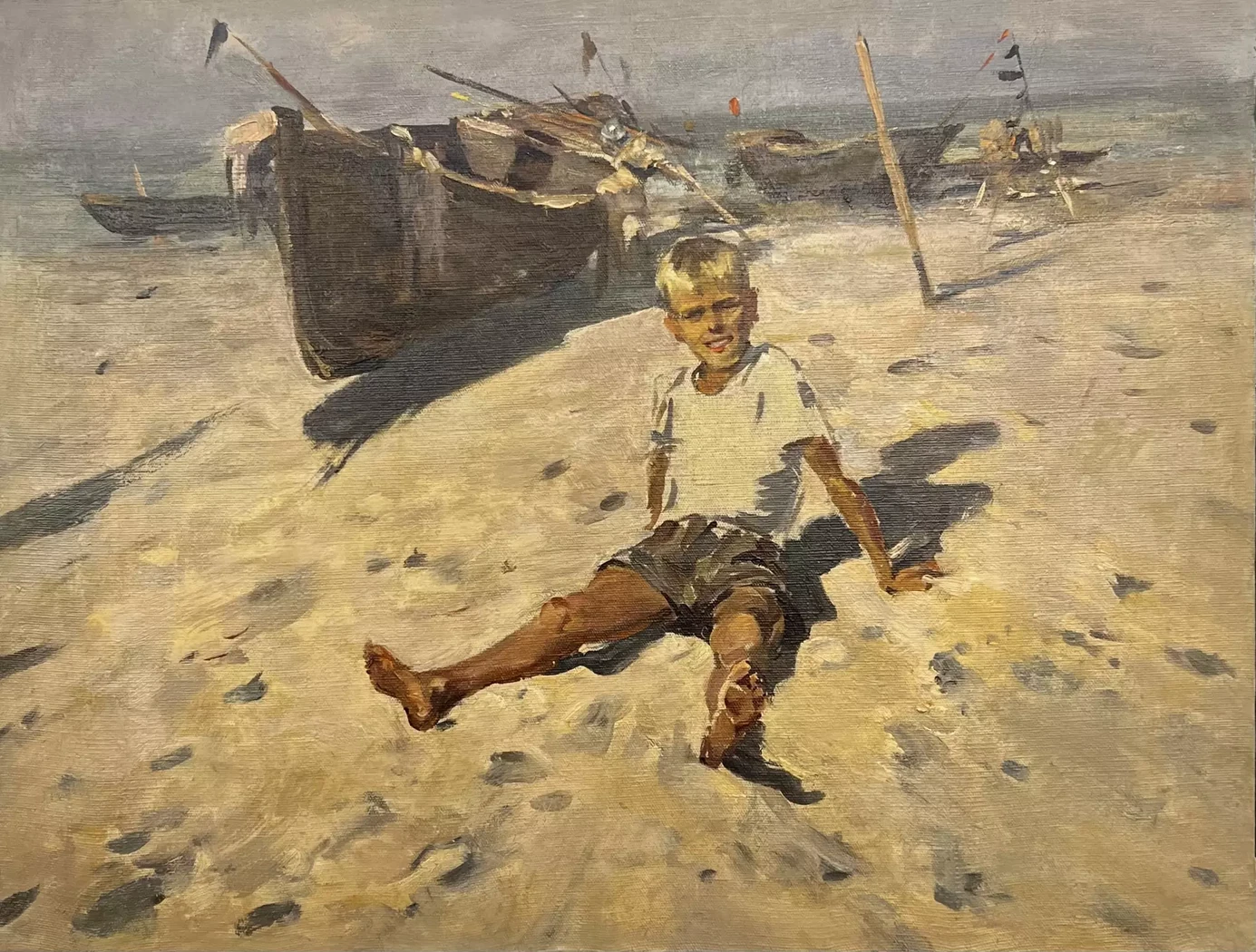 «Мальчик и море», Русов Лев Александрович, художник, купить картину, купить, работы, выставка, живопись, галерея ОПХ, портреты, выставка портретов, соцреализм