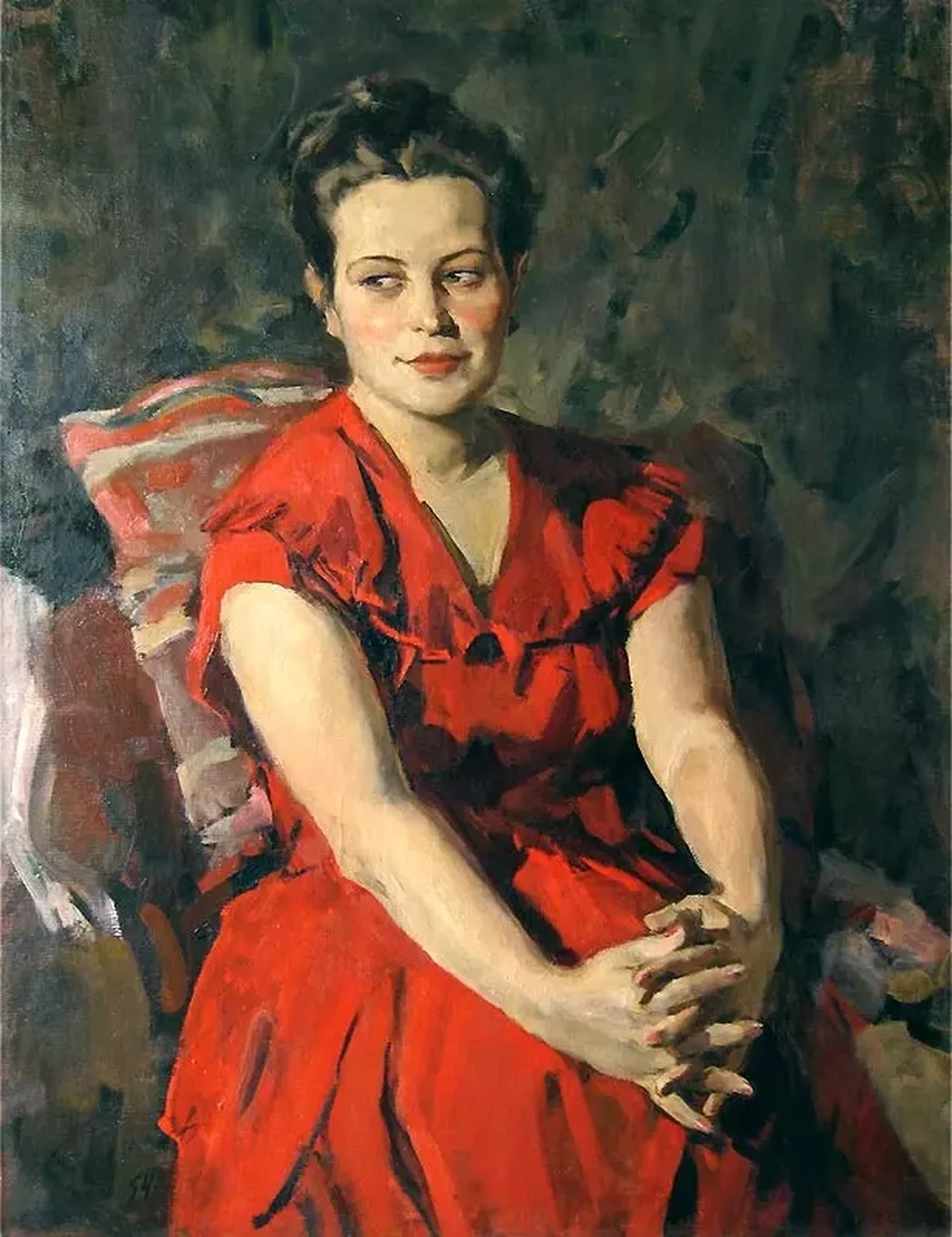 «Портрет молодой женщины в красном», Русов Л.А.