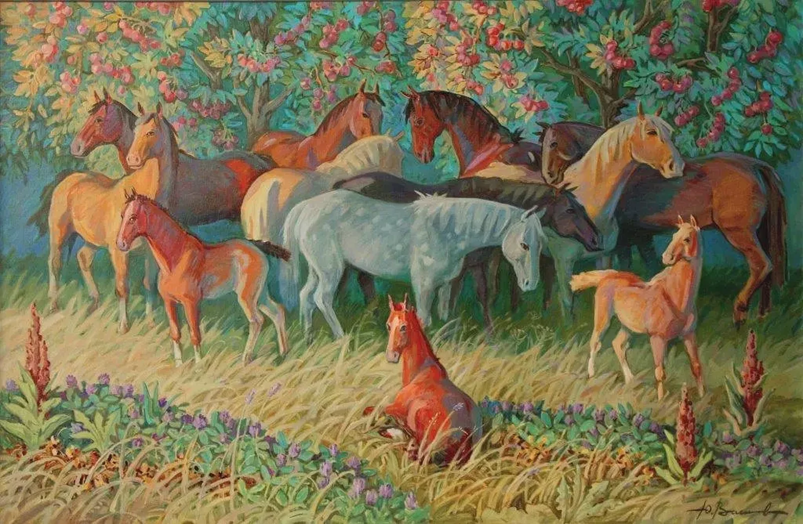 «Табун в аду», Васильев Юрий Анатольевич, художник, купить картину, купить, работы, аукцион, живопись, галерея ОПХ, Bidspirit, бидспирит, магазин