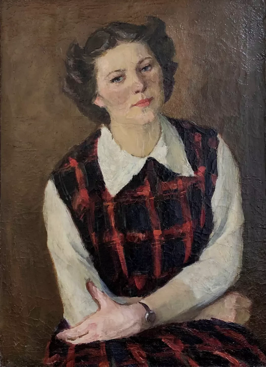 «Портрет Л.С. Горошко», Тиме-Блок Марина Георгиевна, художник, купить картину, купить, работу, живопись, аукцион, галерея ОПХ, портрет, соцреализм, бидспирит, Bidspirit