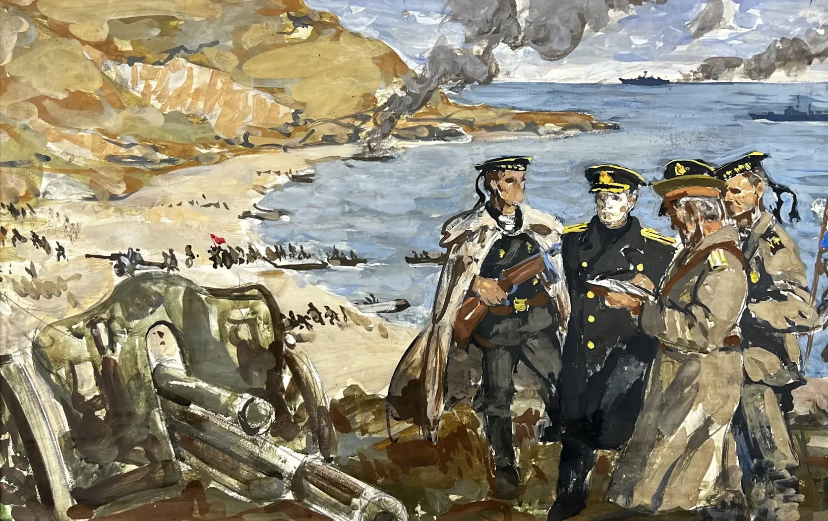 «Высадка Азовского десанта (под командованием ком. 1 р. С. Горшкова)», Яркин Владимир Петрович, художник, купить картину, купить, работы, живопись, выставка «Полюса живописи», галерея ОПХ