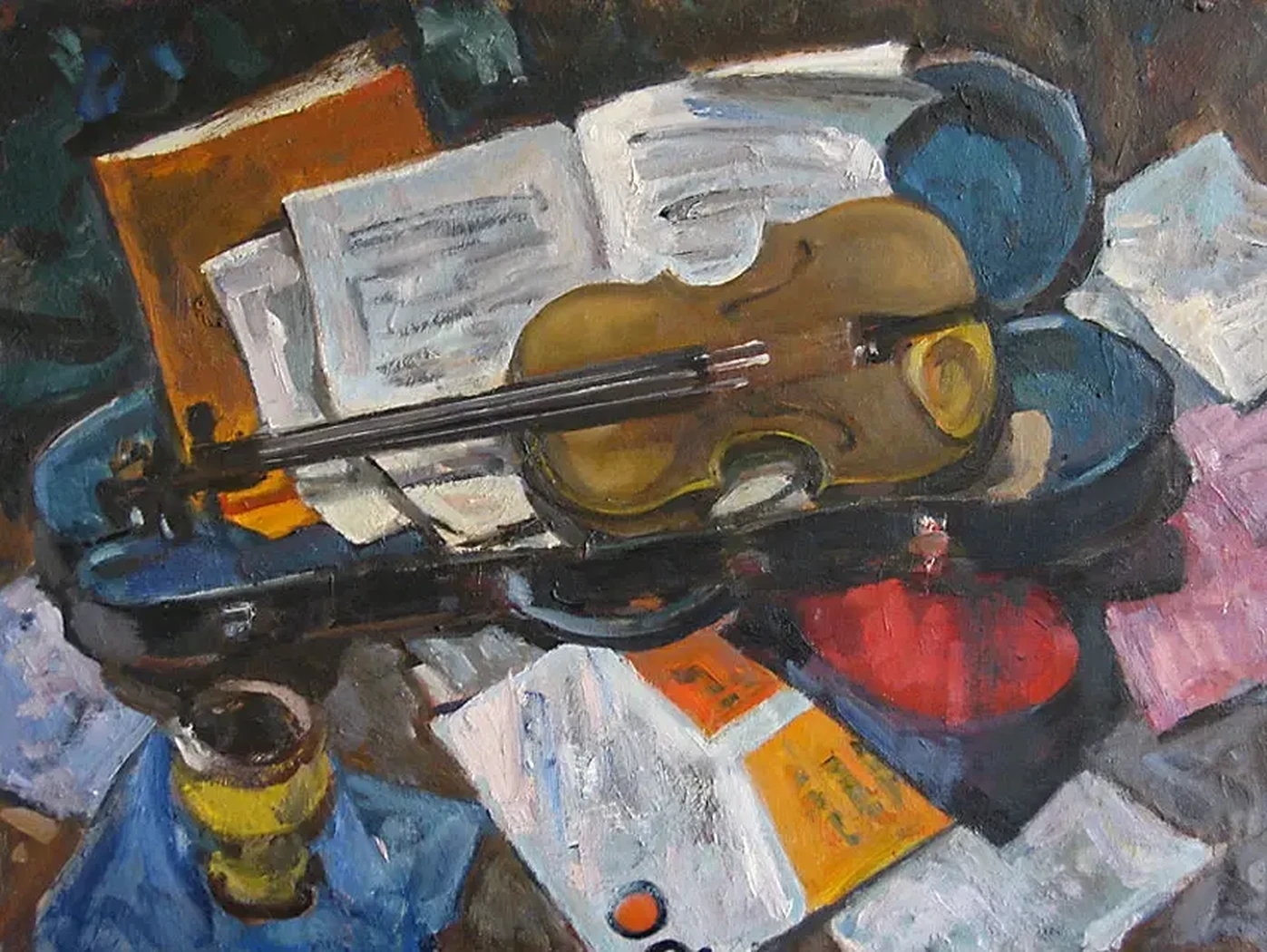 «Ноты и скрипка», Русов Лев Александрович, художник, купить картину, купить работы, выставка, галерея ОПХ