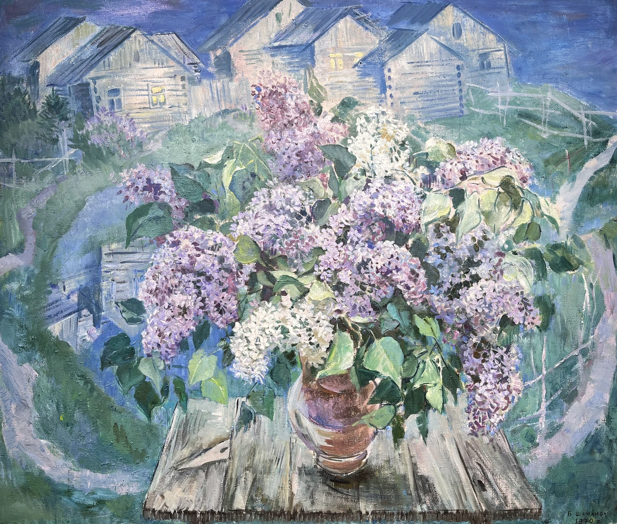 «Белая ночь. Сирень»,Шаманов Б.И., картина, живопись