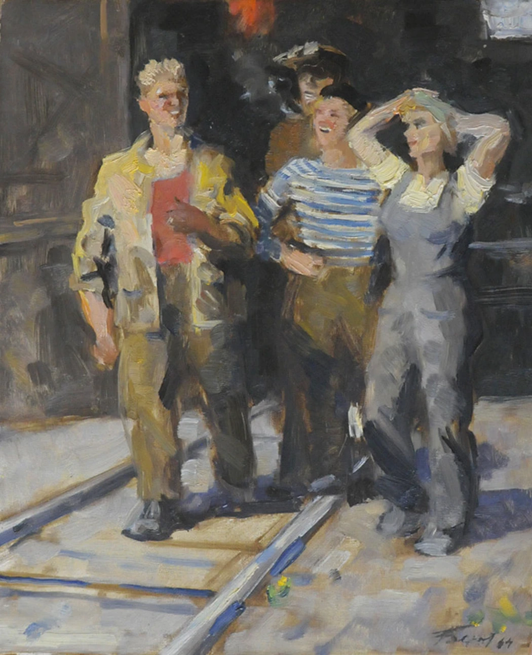 «После смены», 1964. Этюд к картине. Белов Ю.В.