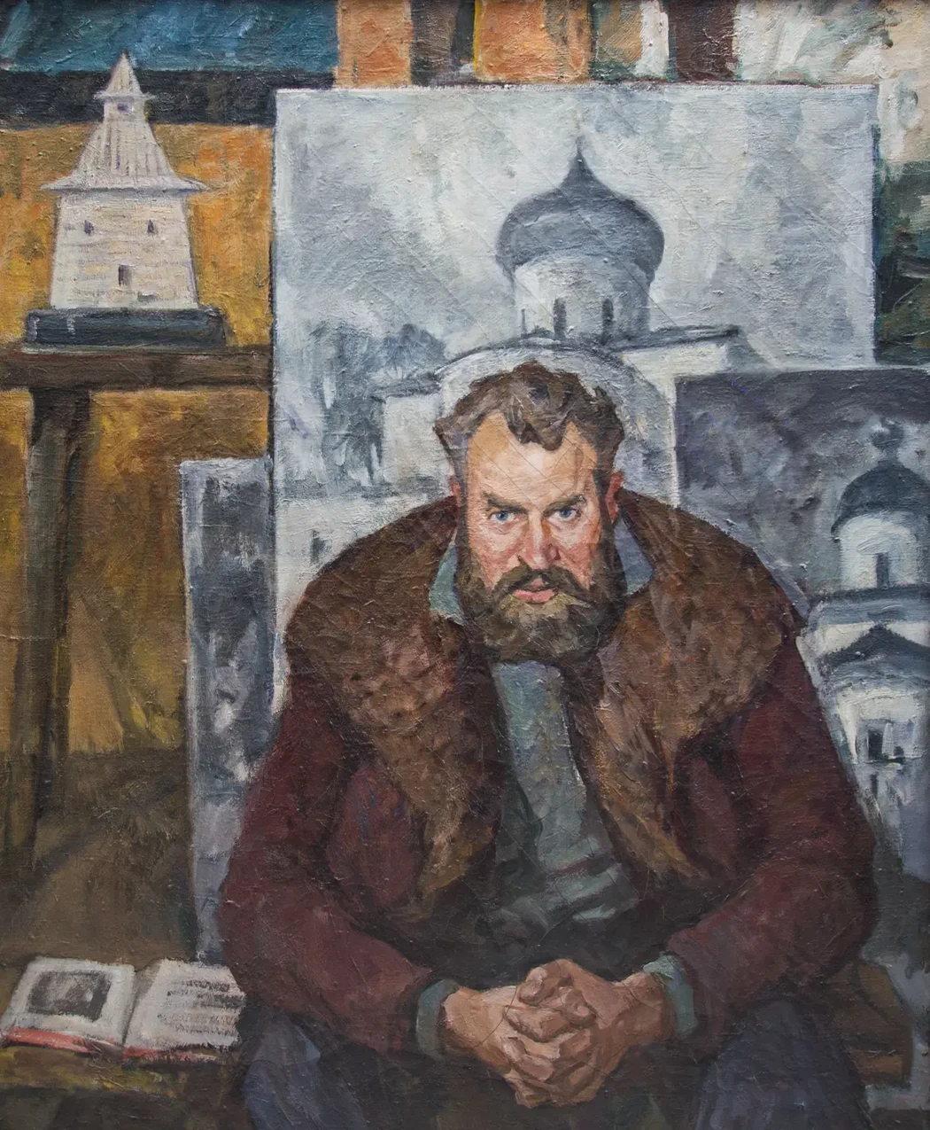 «Портрет архитектора Михаила Ивановича Семенова. Хранитель Псковской старины», Русов Лев Александрович, художник, купить картину, купить, работы, выставка, живопись, галерея ОПХ, портреты, выставка портретов, соцреализм