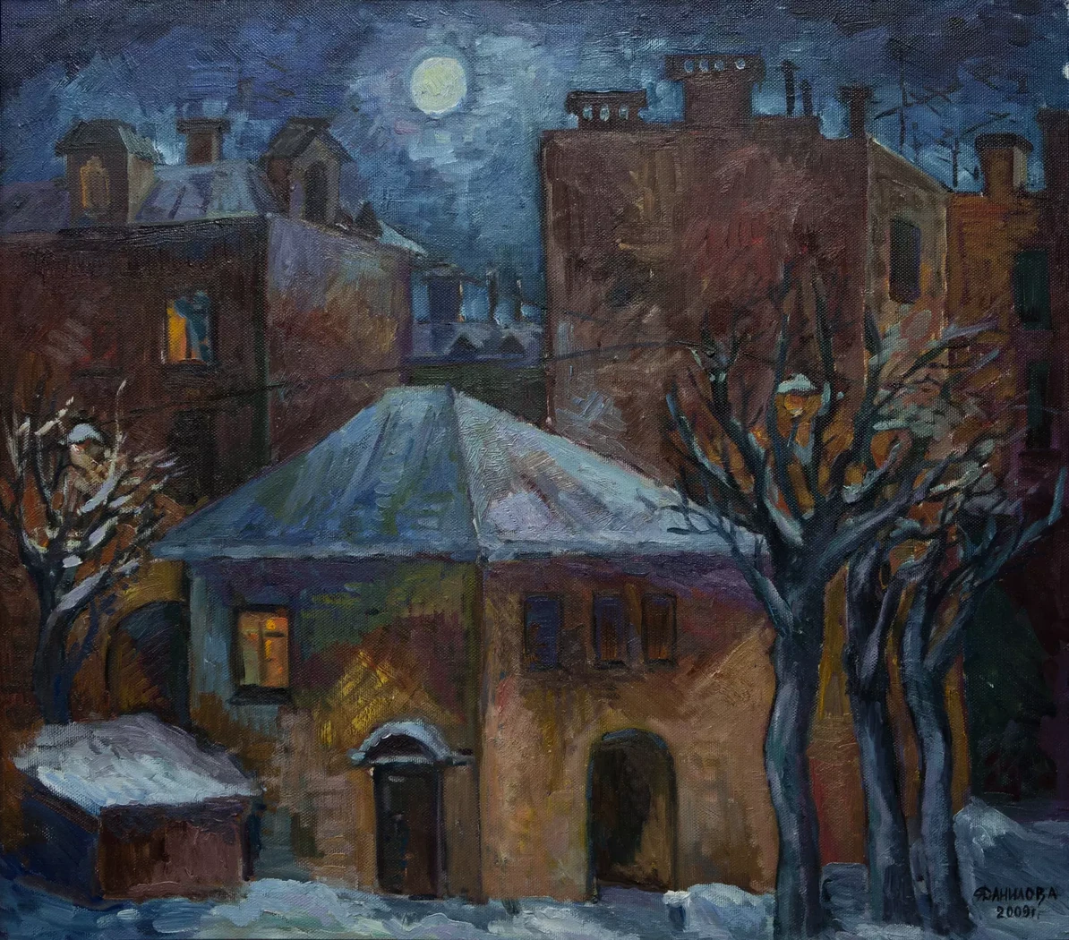 «Петербургский дворик. Зимняя ночь», Корнильева Анна Владимировна, художник, купить картину