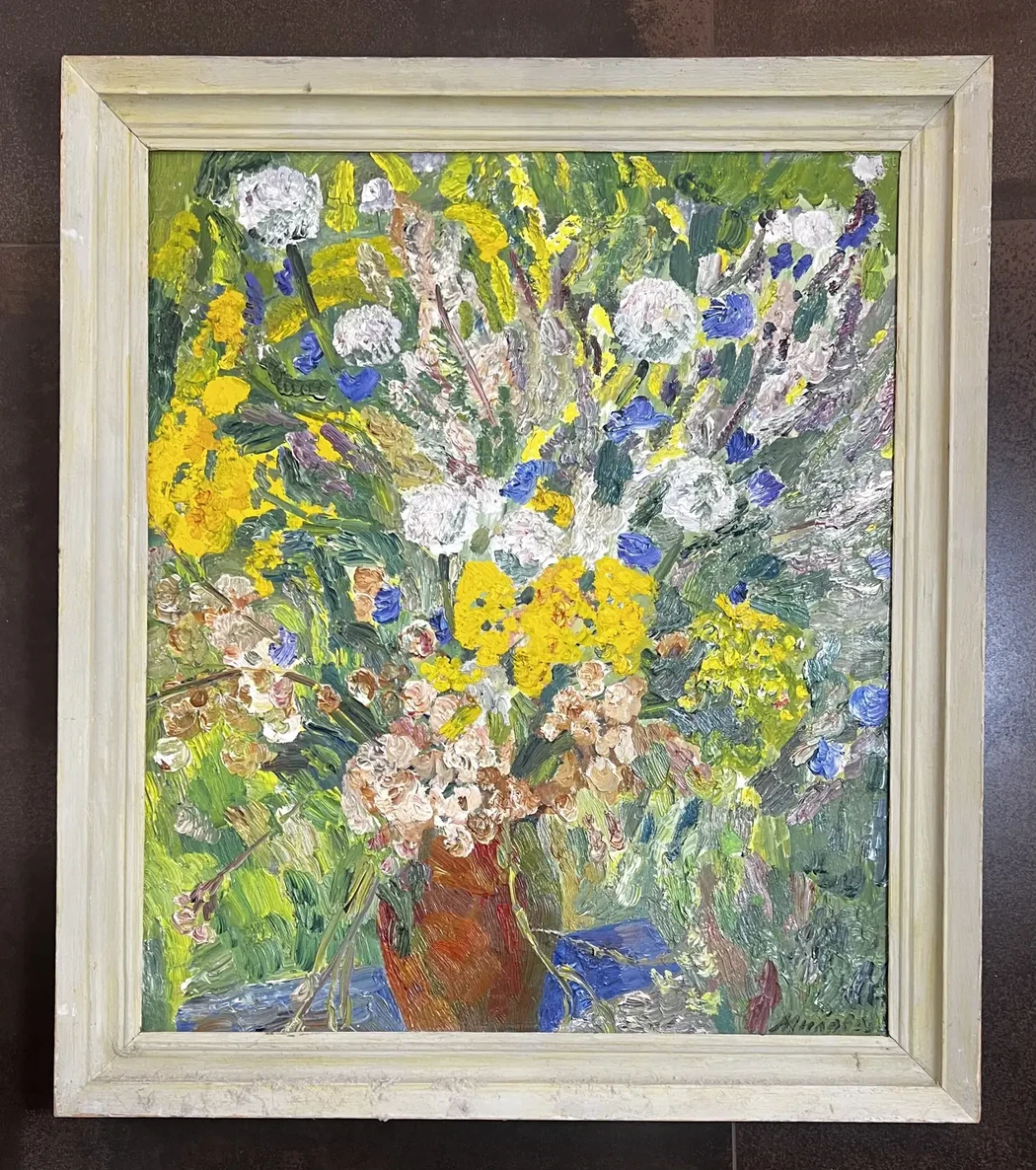 «Зеленый букет», Милова Л.А., художник, купить картину, купить, работы, аукцион, живопись, галерея ОПХ, Bidspirit, бидспирит, магазин