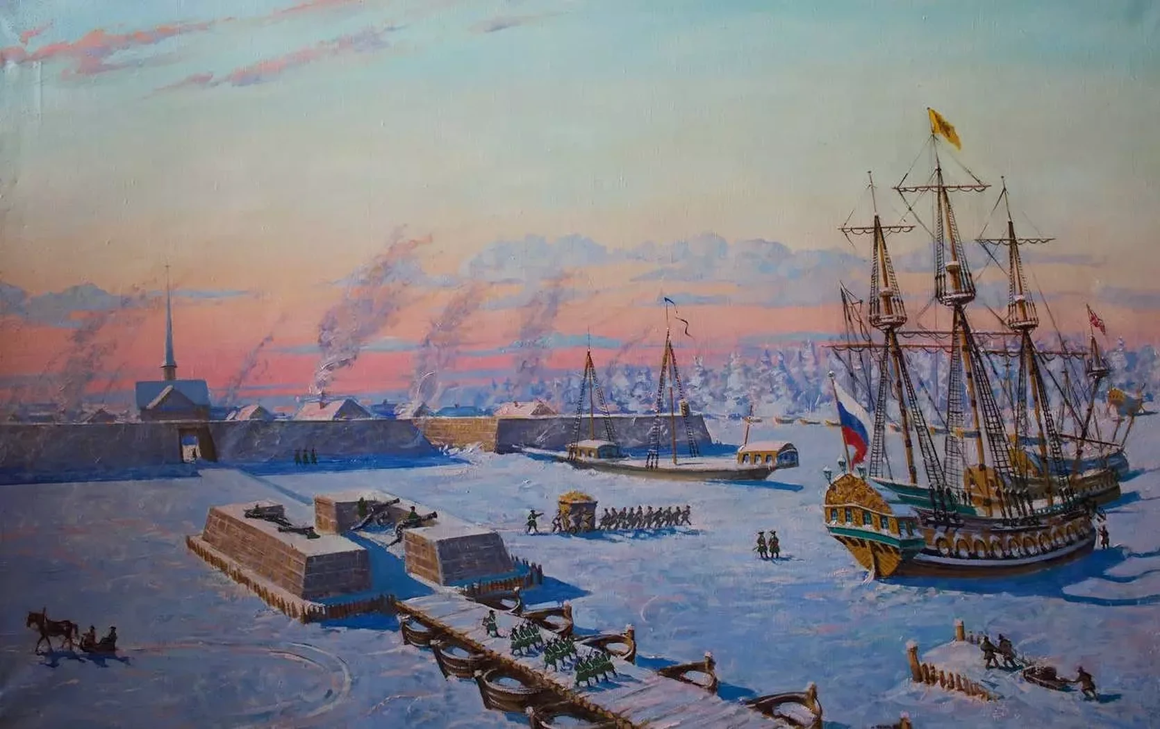 «Первая зимовка кораблей Петра I 1703 г.», Яркин Владимир Петрович, художник, купить картину