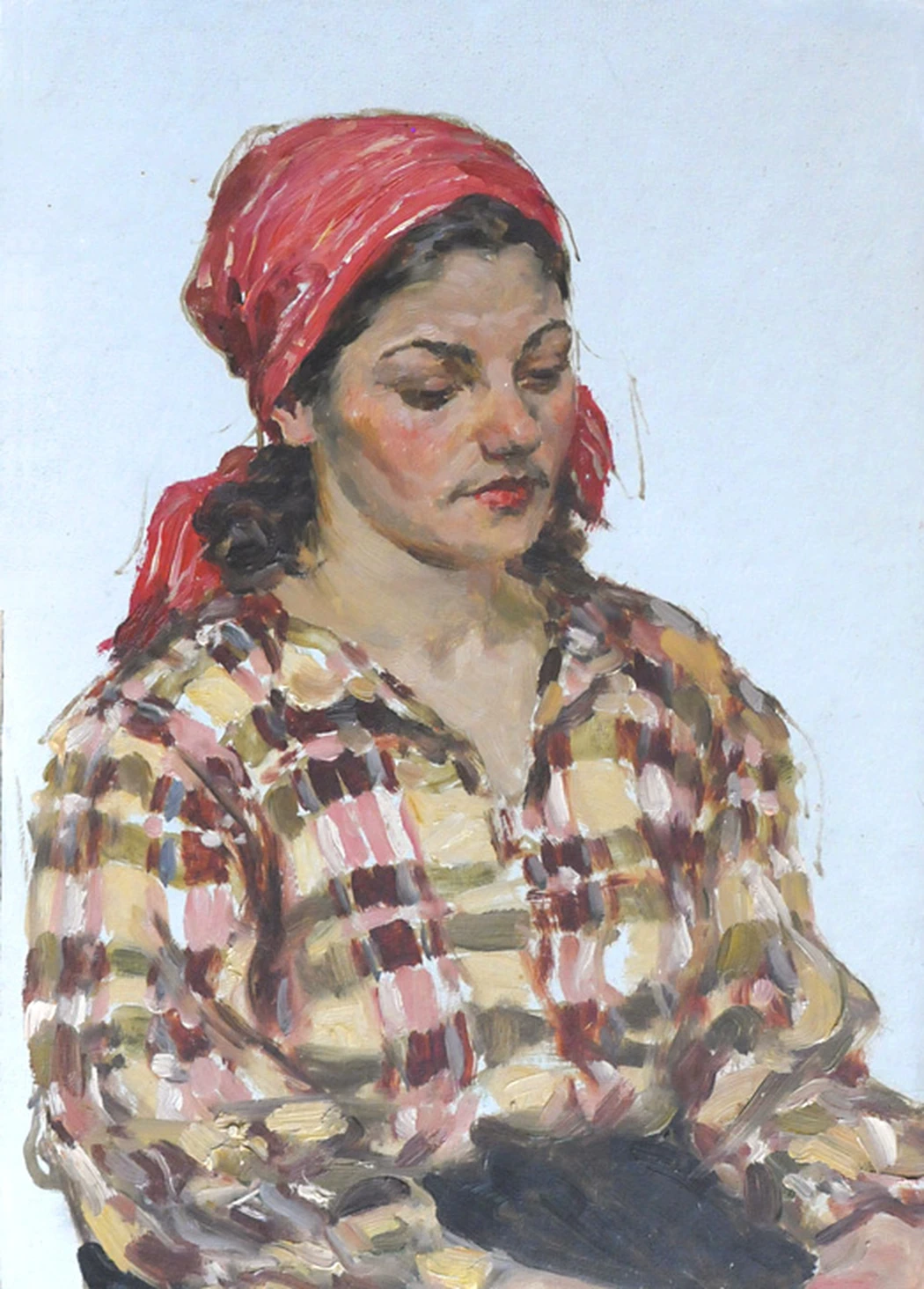 «Женщина в красном платке», этюд к картине «Хлеб пошёл!», 1952.