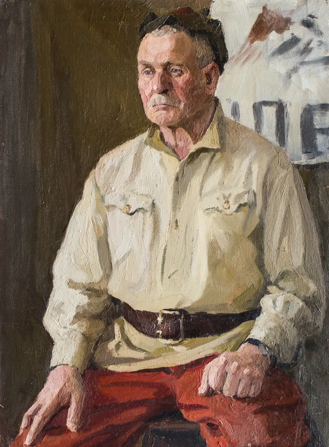 «Будённовец», Щербаков А.Б., художник, купить картину, купить, работу, живопись, аукцион, галерея ОПХ, портрет, соцреализм, бидспирит, Bidspirit
