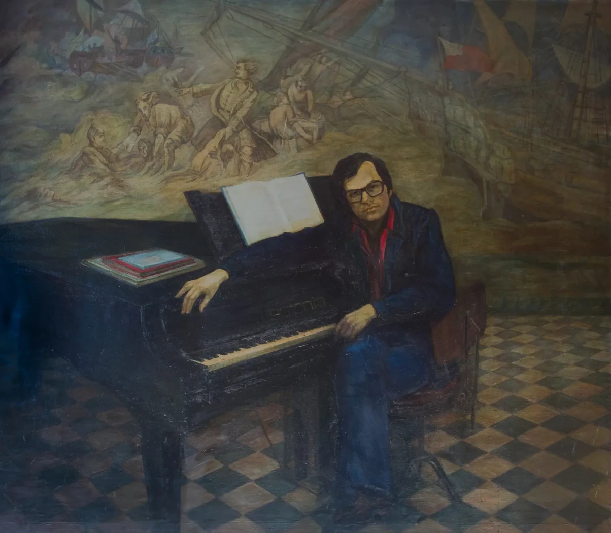 «Композитор А. Петров. «Музыкальные фрески»», Васильева Зоя Михайловна, художник, купить картину, купить, работу, живопись, аукцион, галерея ОПХ, портрет, соцреализм, бидспирит, Bidspirit