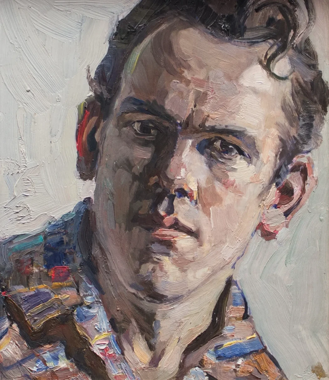 «Автопортрет», Славин Ким Николаевич, художник, купить картину, купить, работу, живопись, аукцион, галерея ОПХ, портрет, соцреализм, бидспирит, Bidspirit