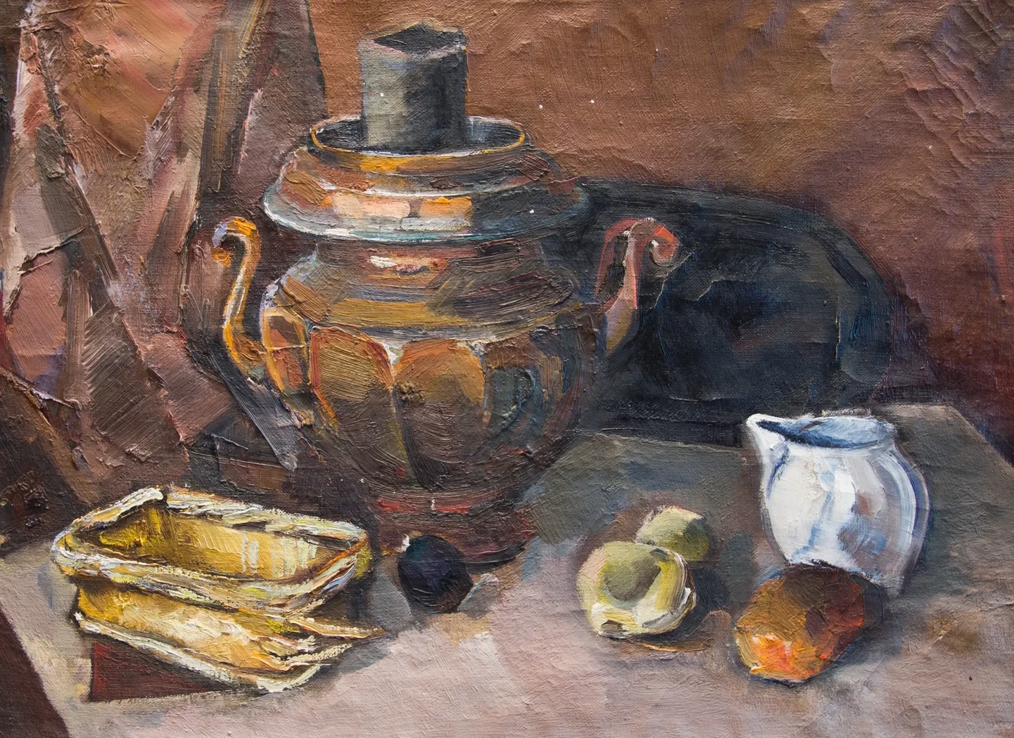 «Натюрморт с самоваром», Н.Х., художник, купить картину, купить, работы, аукцион, живопись, галерея ОПХ, Bidspirit, бидспирит, магазин, выставка