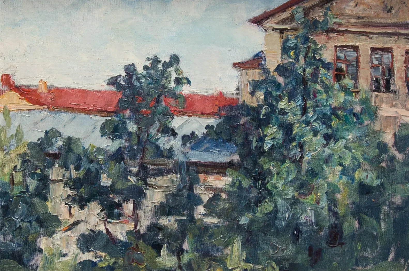 «Крыши», Долинина Антонина Александровна, художник, купить картину, купить, работы, аукцион, живопись, галерея ОПХ, Bidspirit, бидспирит, магазин, выставка