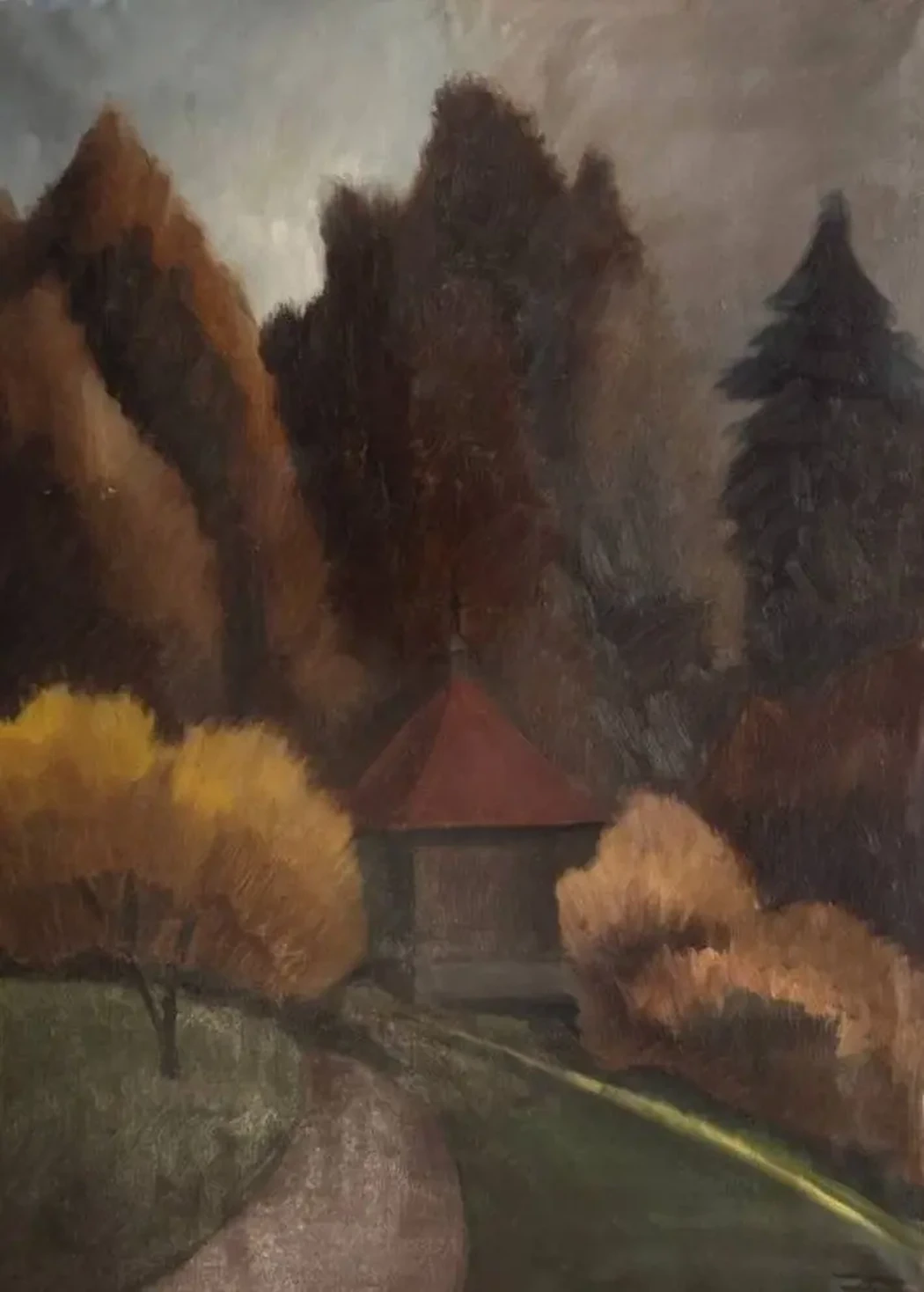 «Часовня в парке Михайловском», Батурин Александр Борисович, художник, купить картину, купить, работы, аукцион, живопись, галерея ОПХ, Bidspirit, бидспирит, магазин