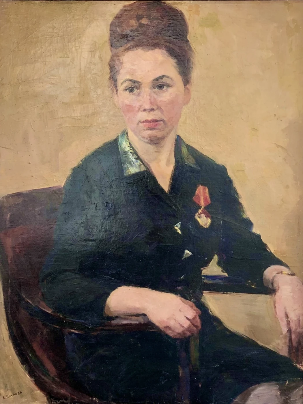 «Портрет Дюбиной Л.А.», Шарова Елена Алексеевна, художник, купить картину, купить, работы, выставка, живопись, галерея ОПХ, портреты, выставка портретов, соцреализм