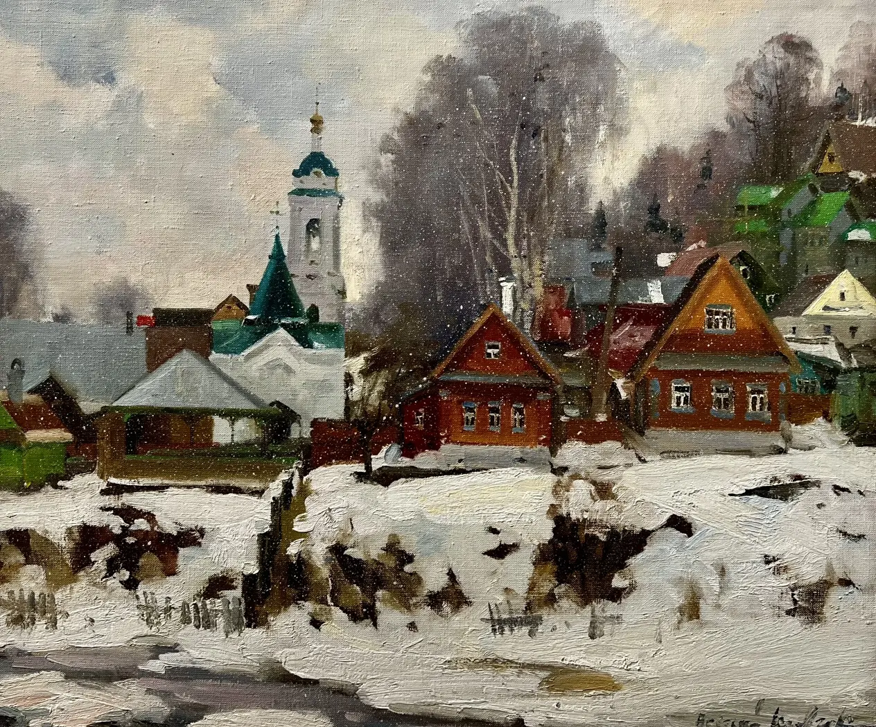 «Плёс. Заречье. Весна», Шевчук Василий Михайлович, художник, купить картину, купить, работы, аукцион, живопись, галерея ОПХ, Bidspirit, бидспирит, магазин, выставка