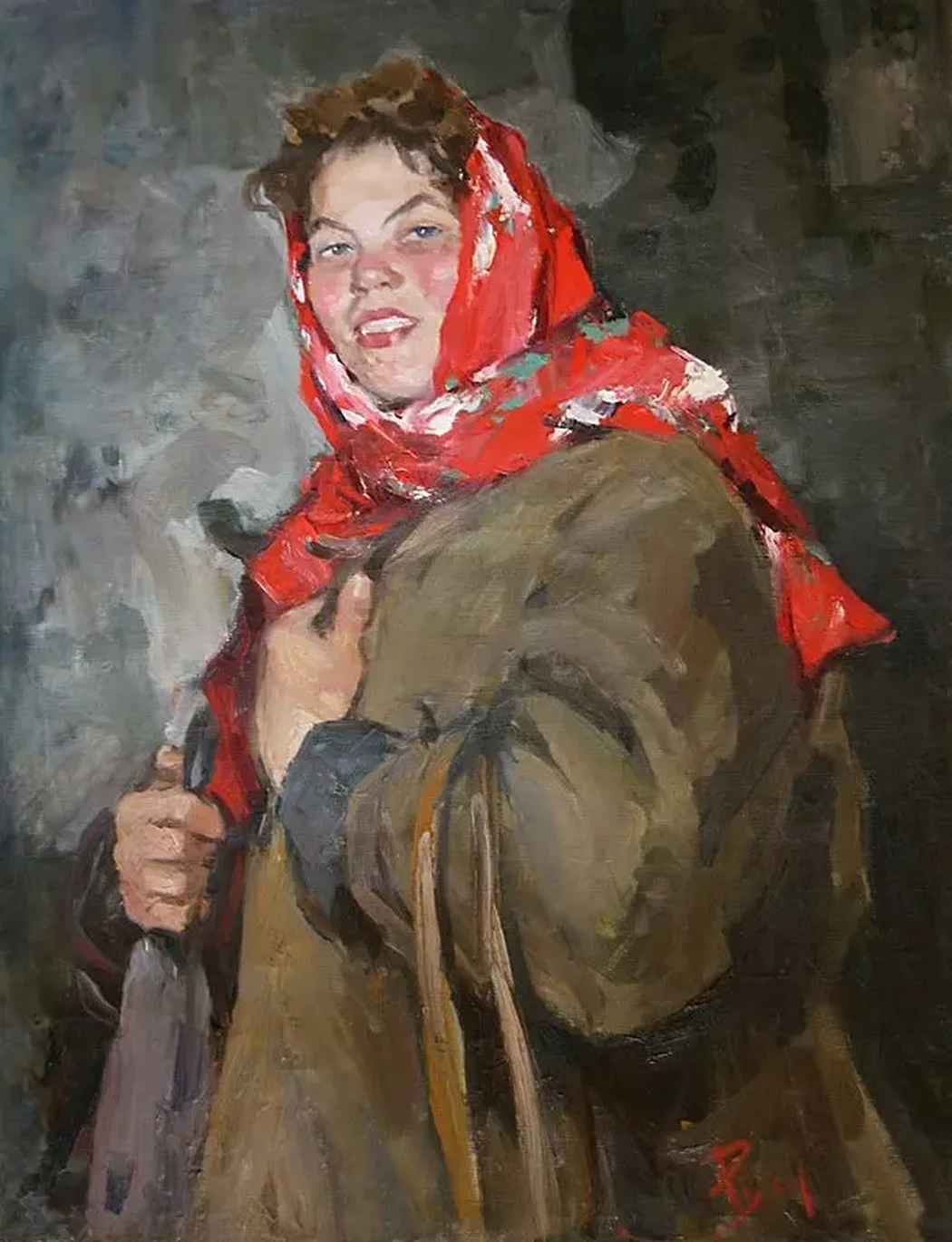 «Портрет молодой колхозницы», Русов Л.А.