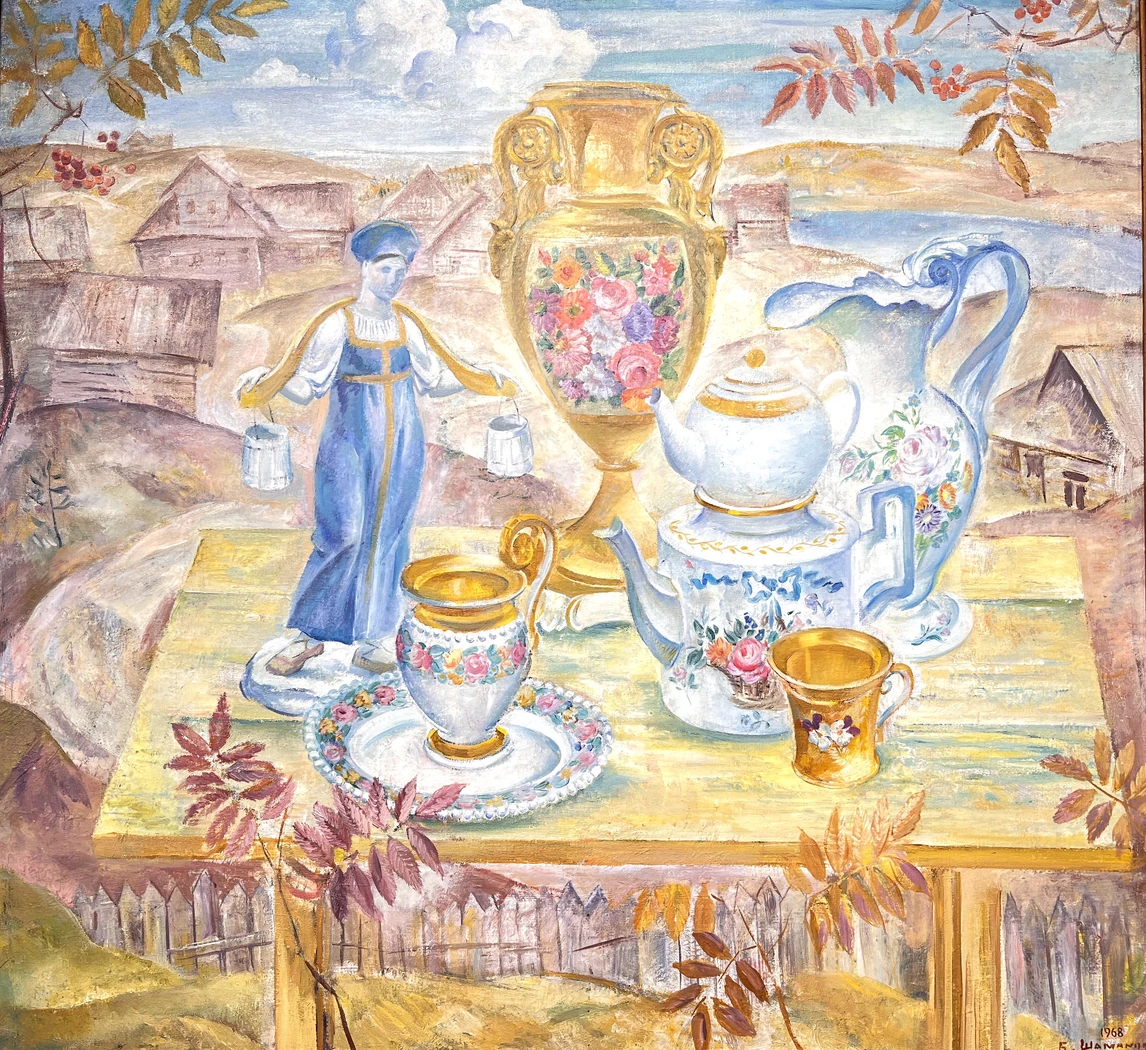 «Русский фарфор», холст, масло, 103х95 см,Шаманов Б.И., картина, живопись