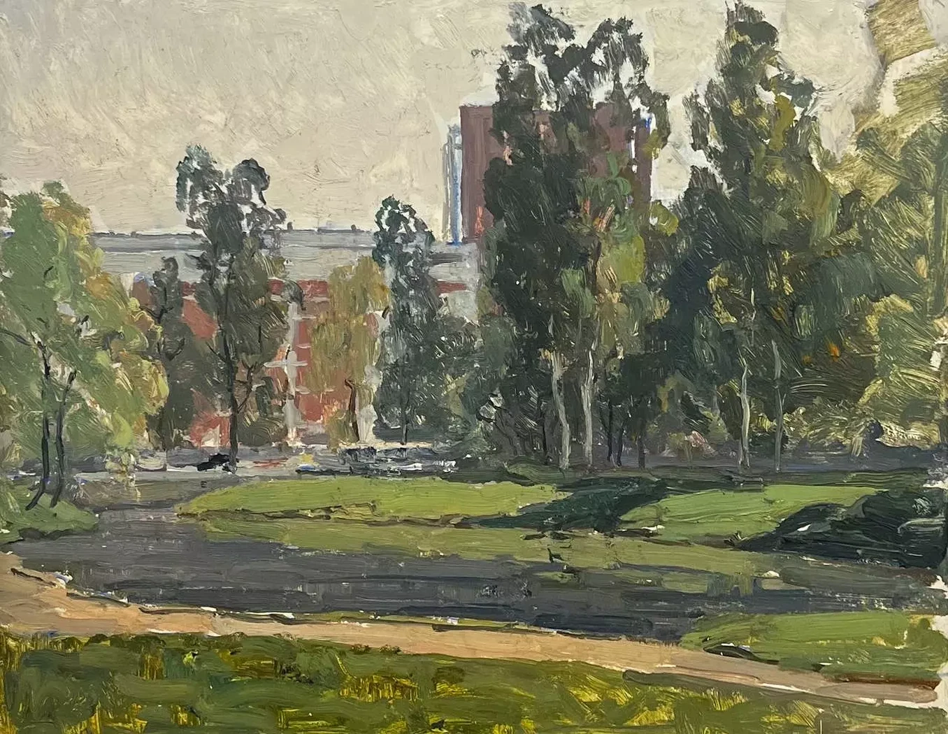 «Ленинград. Парк в новом районе», Падва Ефим Давыдович, художник, купить картину, купить работы, галерея ОПХ, выставка «Мастерская - Ленинград» Ефим Падва и его любимый город