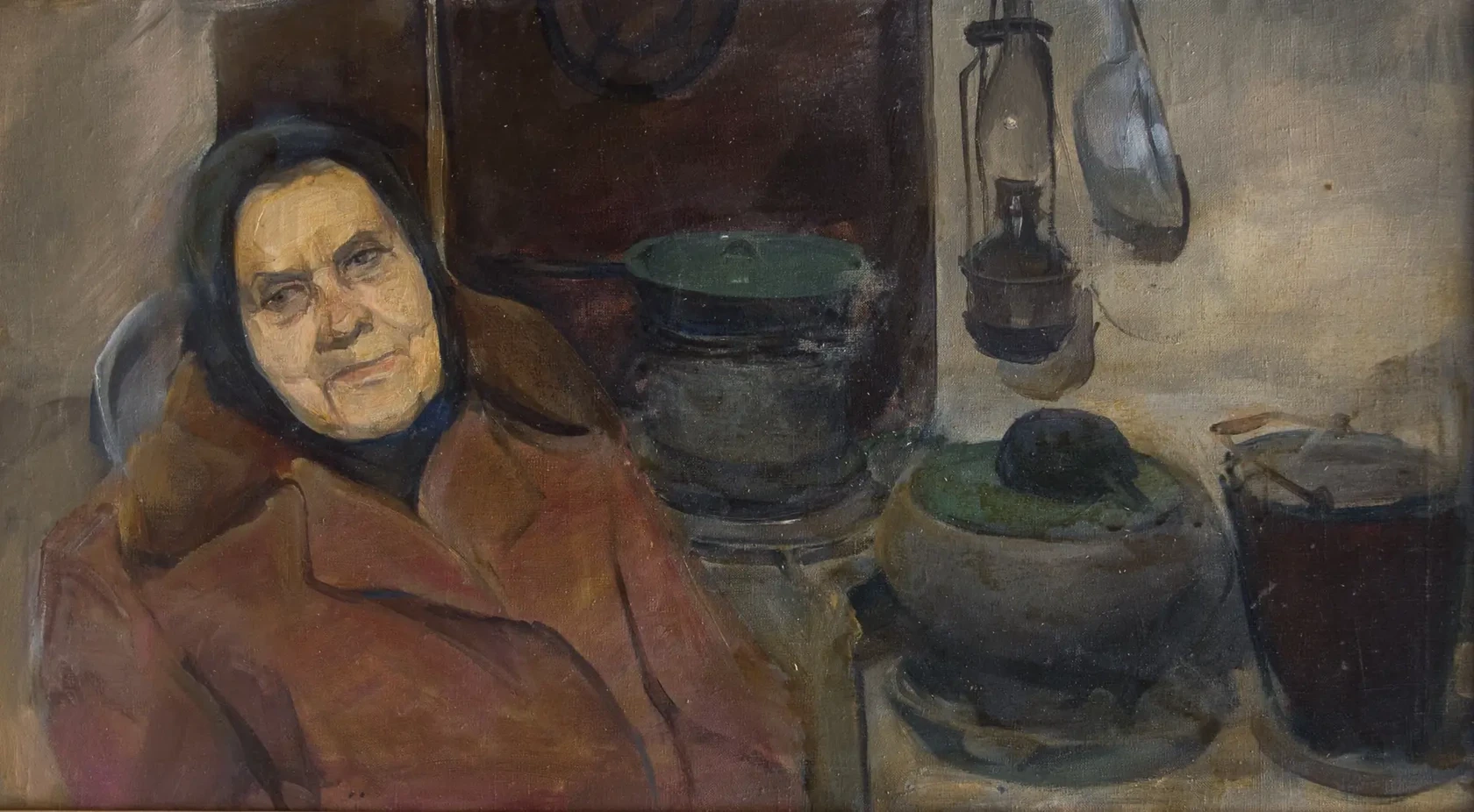 «Баба Шура», Кучина Надежда Николаевна, художник, купить картину, купить, работу, живопись, аукцион, галерея ОПХ, портрет, соцреализм, бидспирит, Bidspirit