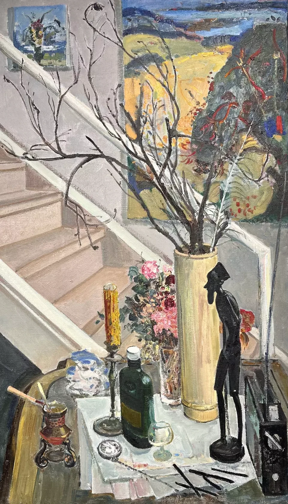 «Лестница в мастерской», Бекарян Дзовинар Аровна, художник, купить картину, купить, работы, графика и живопись, галерея ОПХ, выставка Дзовинар Бекарян