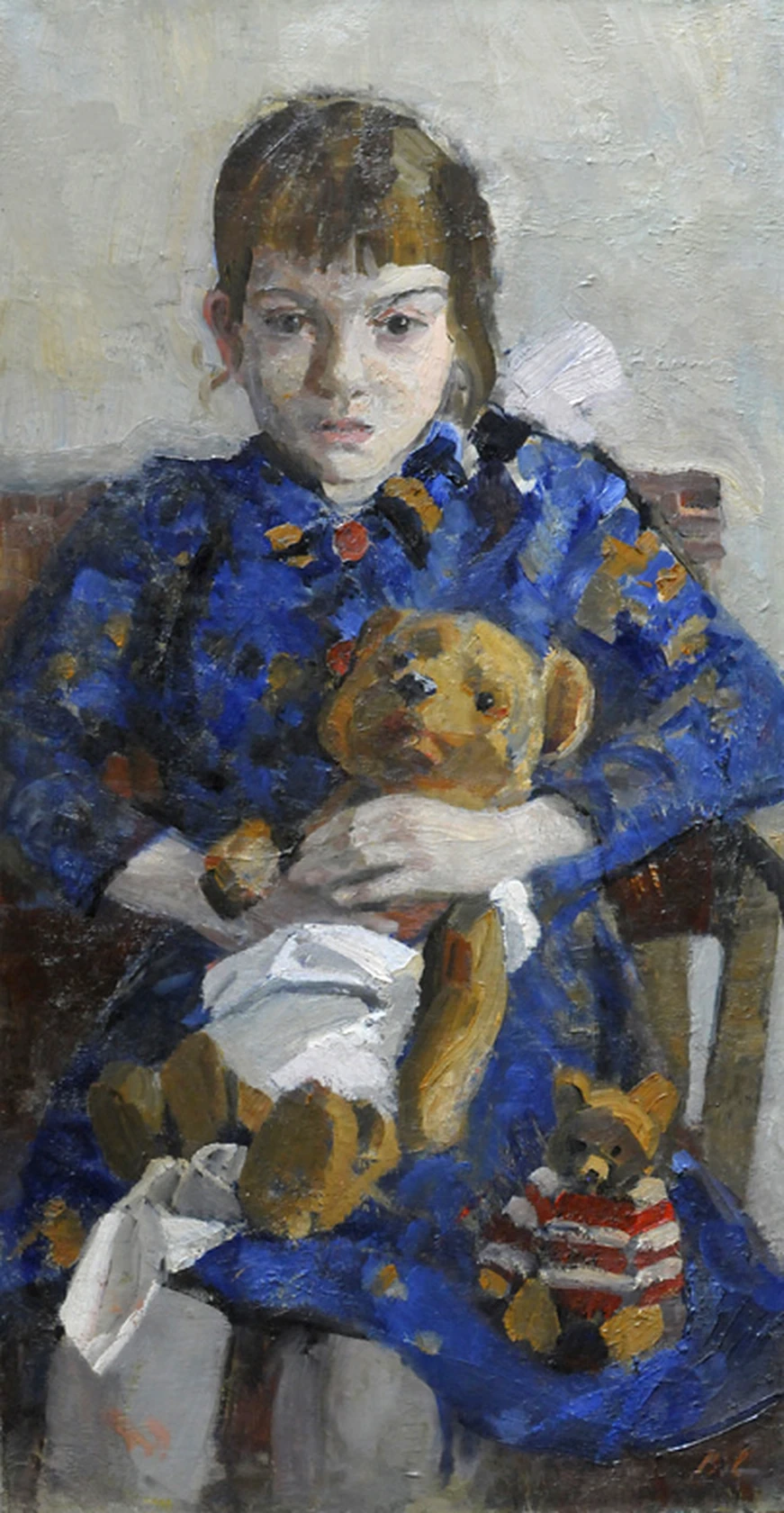 «Портрет девочки с мишкой», Селезнев В.И., 1962