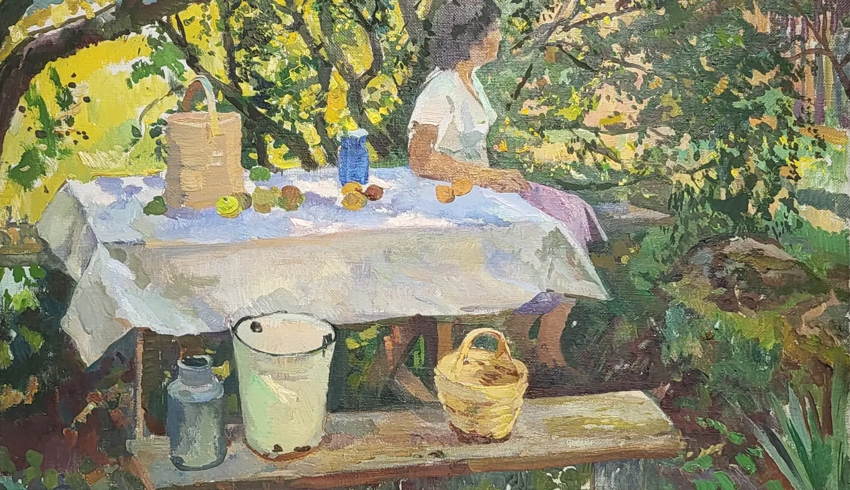 «В саду», Хухров Юрий Дмитриевич, художник, купить картину, купить, работы, аукцион, живопись, галерея ОПХ, Bidspirit, бидспирит, магазин