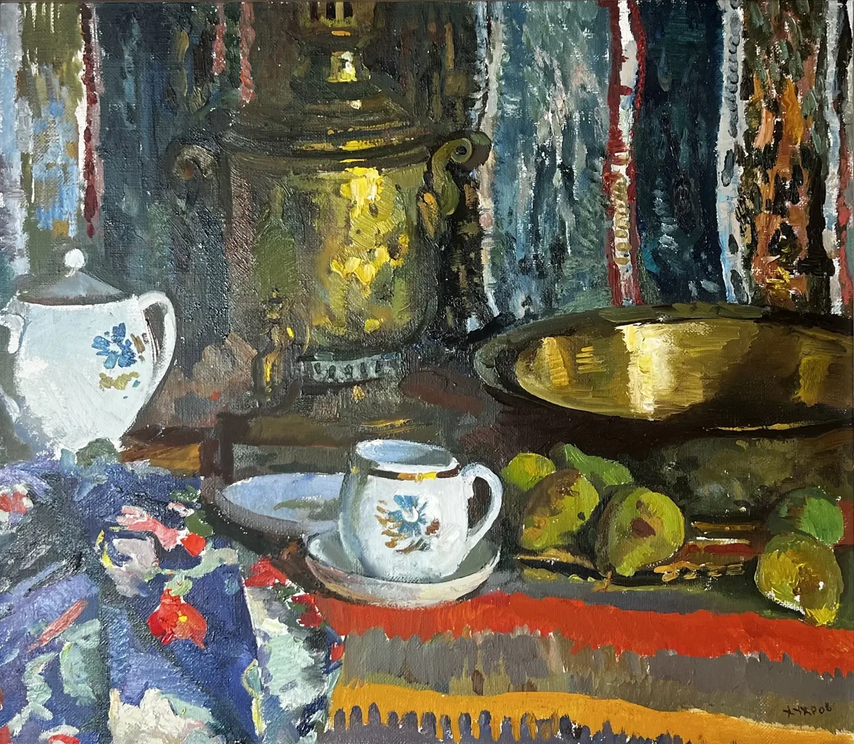 «Натюрморт с чашкой», Хухров Ю.Д., художник, купить картину, купить, работы, аукцион, живопись, галерея ОПХ, Bidspirit, бидспирит, магазин