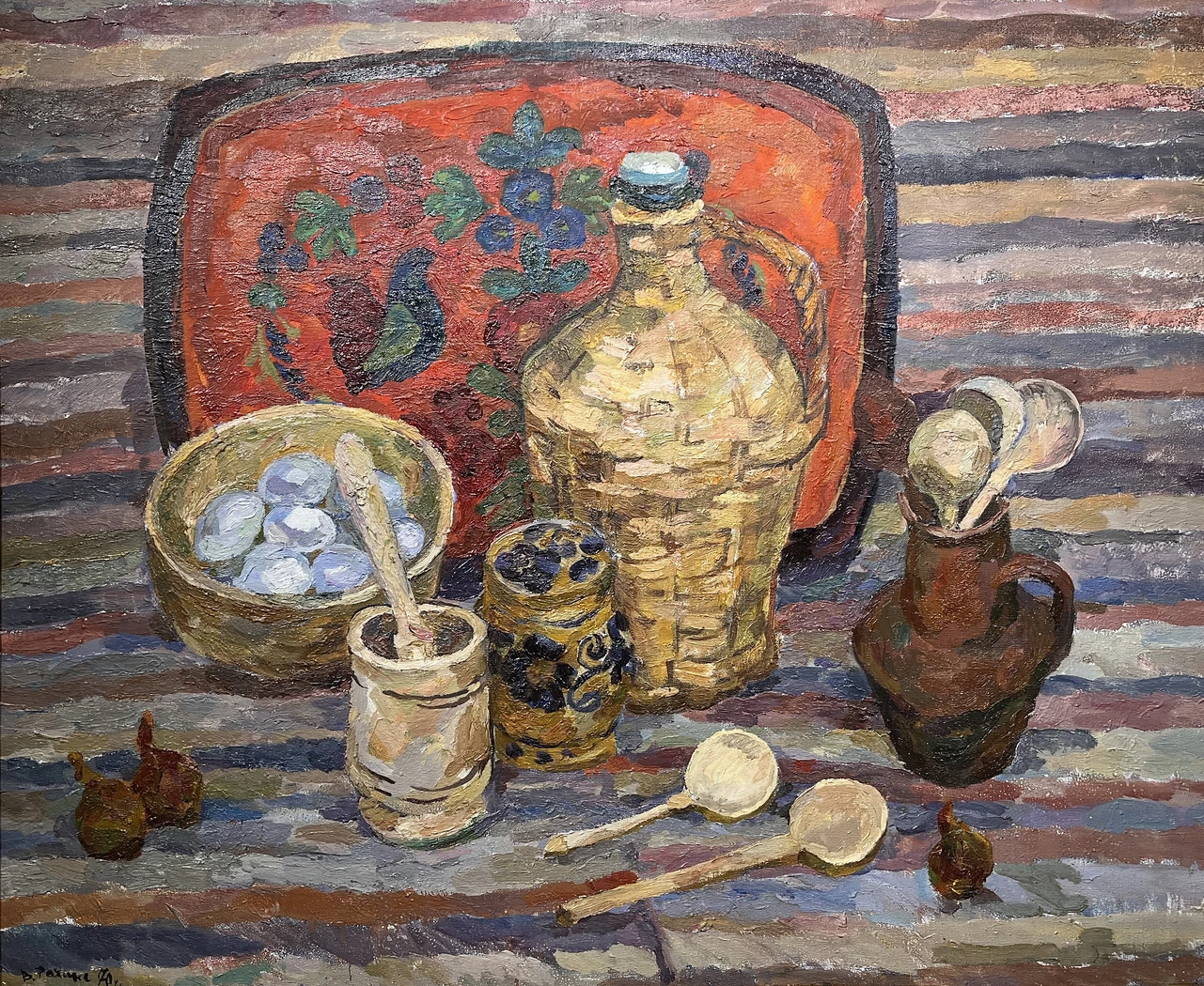 «Натюрморт с красным подносом»,Рахина В.И., картина, живопись