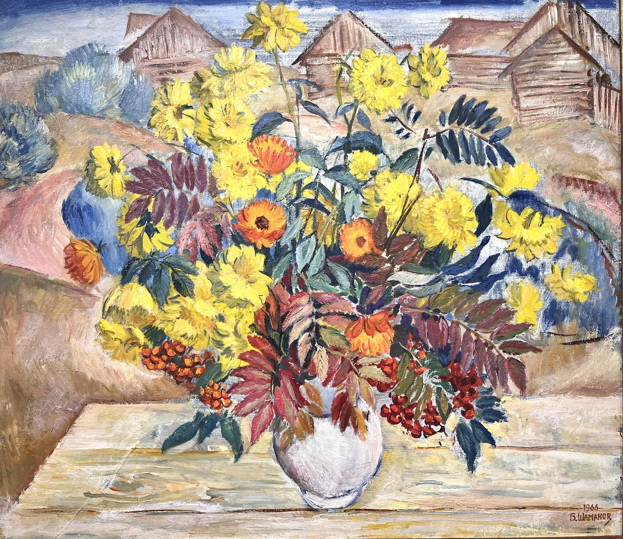 «Осень. Цветы», Шаманов Б.И., картина, живопись