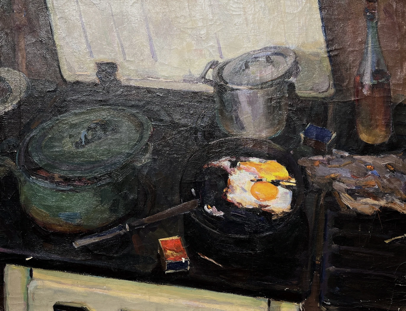 «Натюрморт с яичницей», Егошин Г.П., картина, живопись