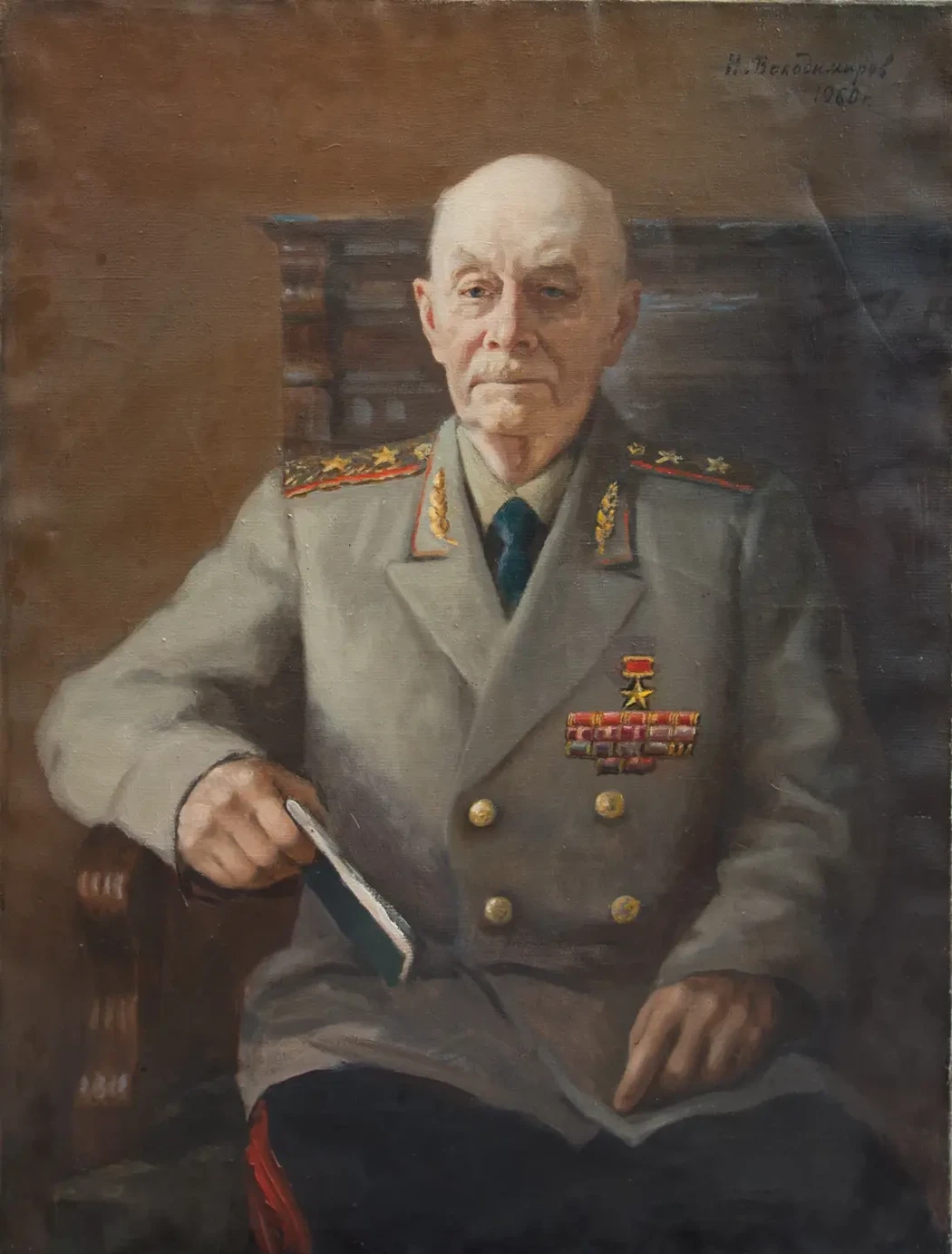 «Портрет академика АМН СССР, Героя Социалистического Труда Воячек В.И.», Володимиров Николай Николаевич, художник, купить картину, купить, работу, живопись, аукцион, галерея ОПХ, портрет, соцреализм, бидспирит, Bidspirit
