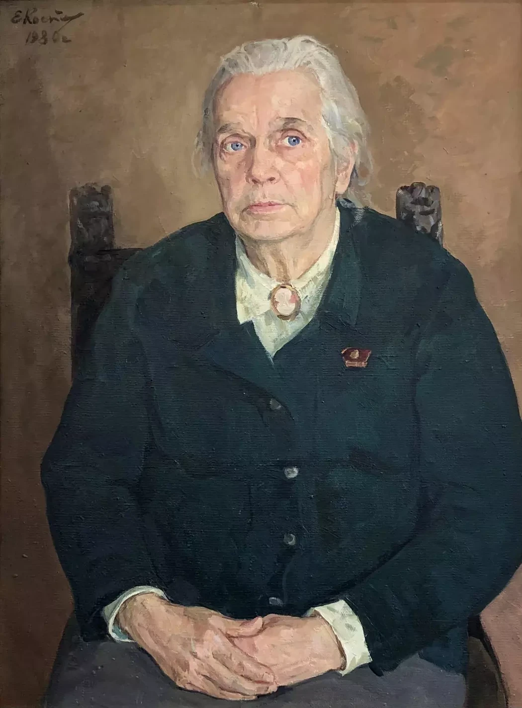 «Портрет члена партии с 1919 года М.П. Водолазовой», Костенко Елена Михайловна, художник, купить картину, купить, работу, живопись, аукцион, галерея ОПХ, портрет, соцреализм, бидспирит, Bidspirit