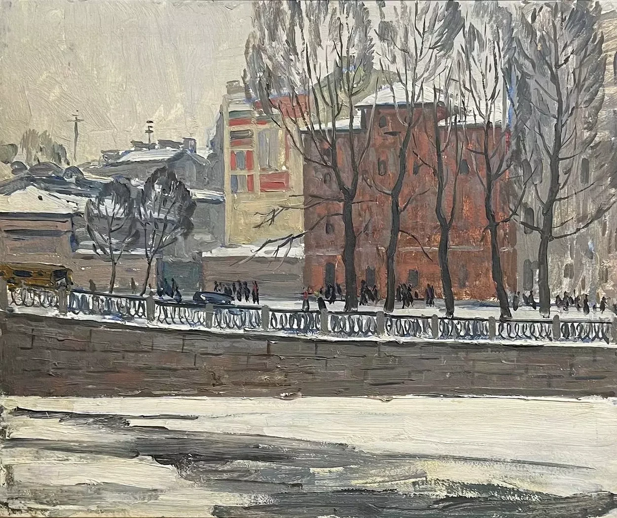 «Карповка. Зима», Падва Ефим Давыдович, художник, купить картину, купить работы, галерея ОПХ, выставка «Мастерская - Ленинград» Ефим Падва и его любимый город