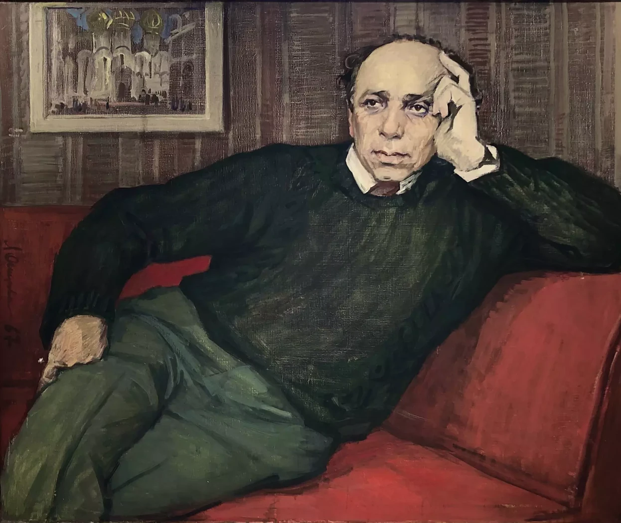 «Портрет архитектора А.В. Жук», Острова Лидия Александровна, художник, купить картину, купить, работу, живопись, аукцион, галерея ОПХ, портрет, соцреализм, бидспирит, Bidspirit