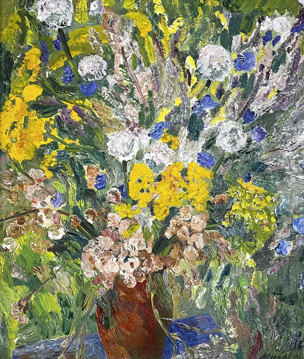 «Зеленый букет», Милова Л.А., художник, купить картину, купить, работы, аукцион, живопись, галерея ОПХ, Bidspirit, бидспирит, магазин