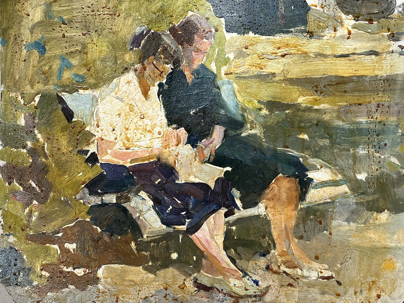 «Женщины в парке», Альберти Пётр Филиппович, художник, купить картину, купить, работы, аукцион, графика, галерея ОПХ, Bidspirit, бидспирит, магазин