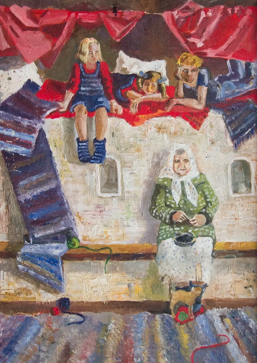 «В гостях у бабушки», Н.Х., художник, купить картину, купить, работы, аукцион, живопись, галерея ОПХ, Bidspirit, бидспирит, магазин, выставка