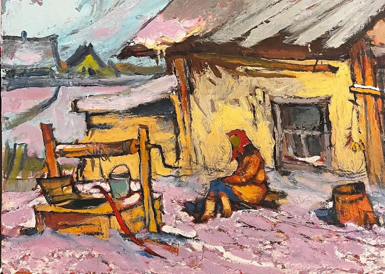 «Пригревает», Борисов Борис Дмитриевич, художник, купить картину, купить, работы, аукцион, живопись, галерея ОПХ, Bidspirit, бидспирит, магазин